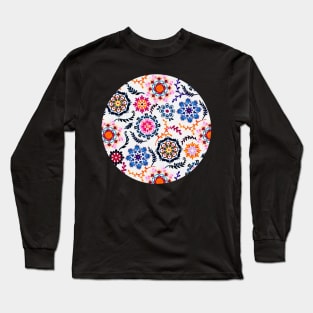 Happy Color Suzani Inspired Pattern Long Sleeve T-Shirt
